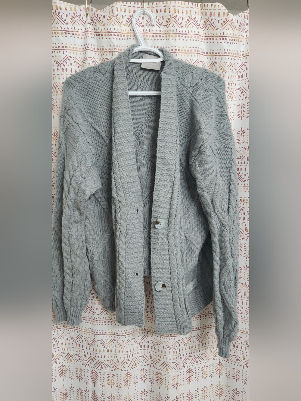 Light Gray Cable Knit Button Cardigan